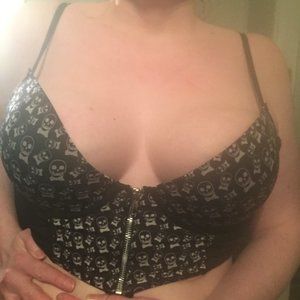 Morbid threads skull zip up bralette